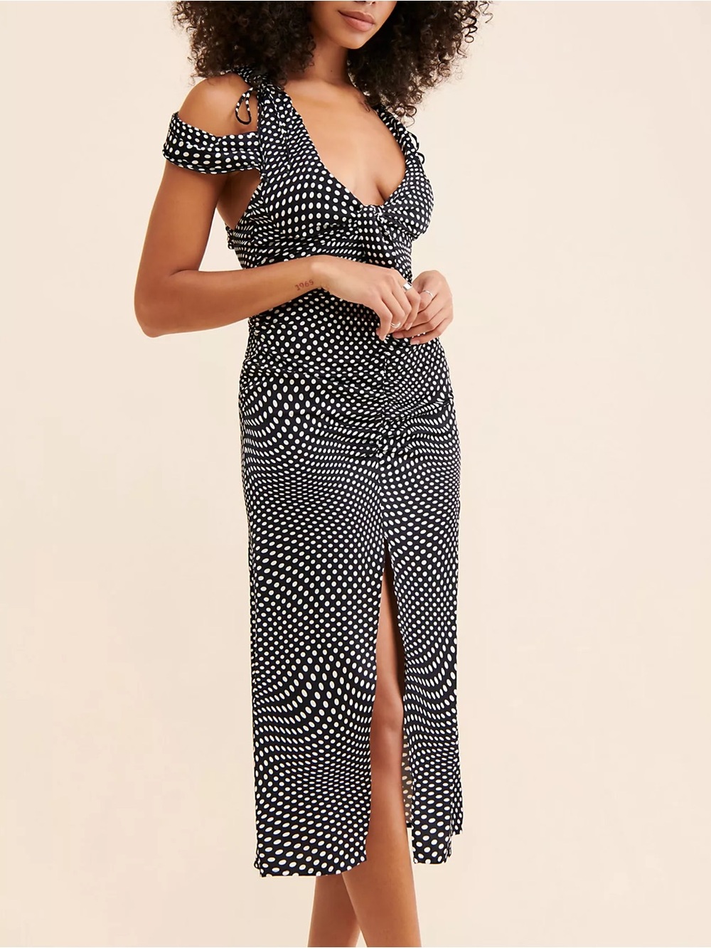 For Love & Lemons Beth Midi Dress - Black & White Polka Dot NWT SZ S